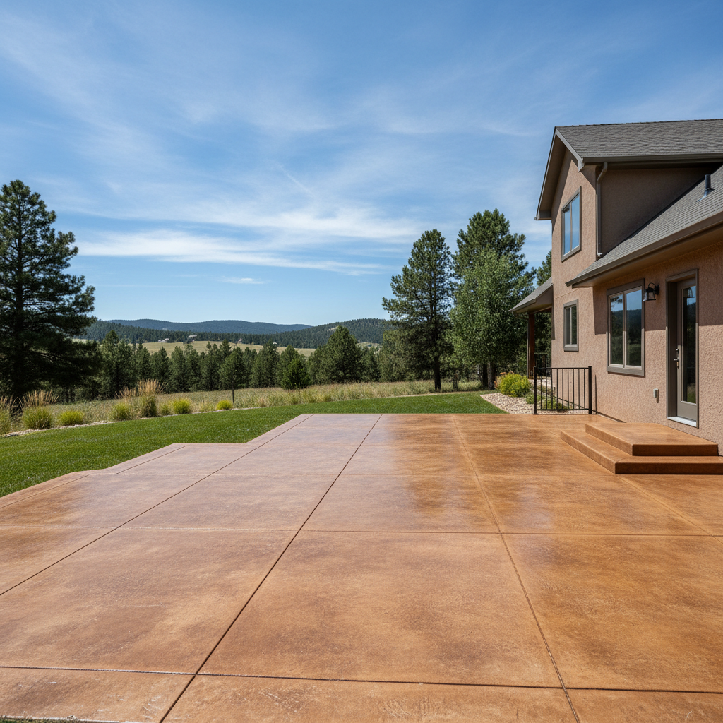 Completed concrete staining work at a residential property in Piedmont, SD