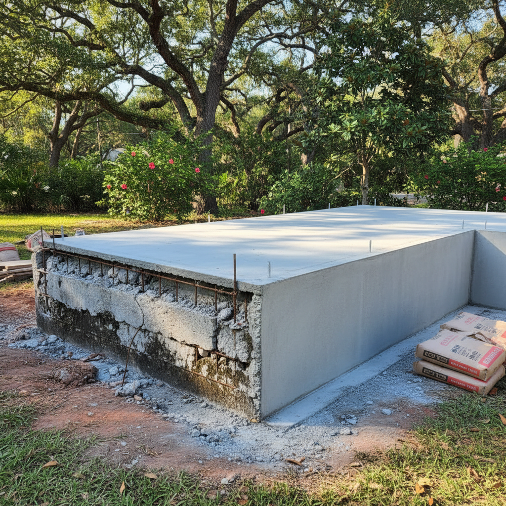 Completed concrete foundations work at a residential property in Mobile, AL