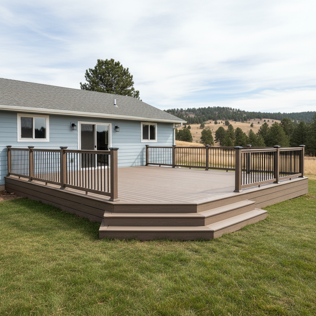 Completed composite decks work at a residential property in Rapid City, SD