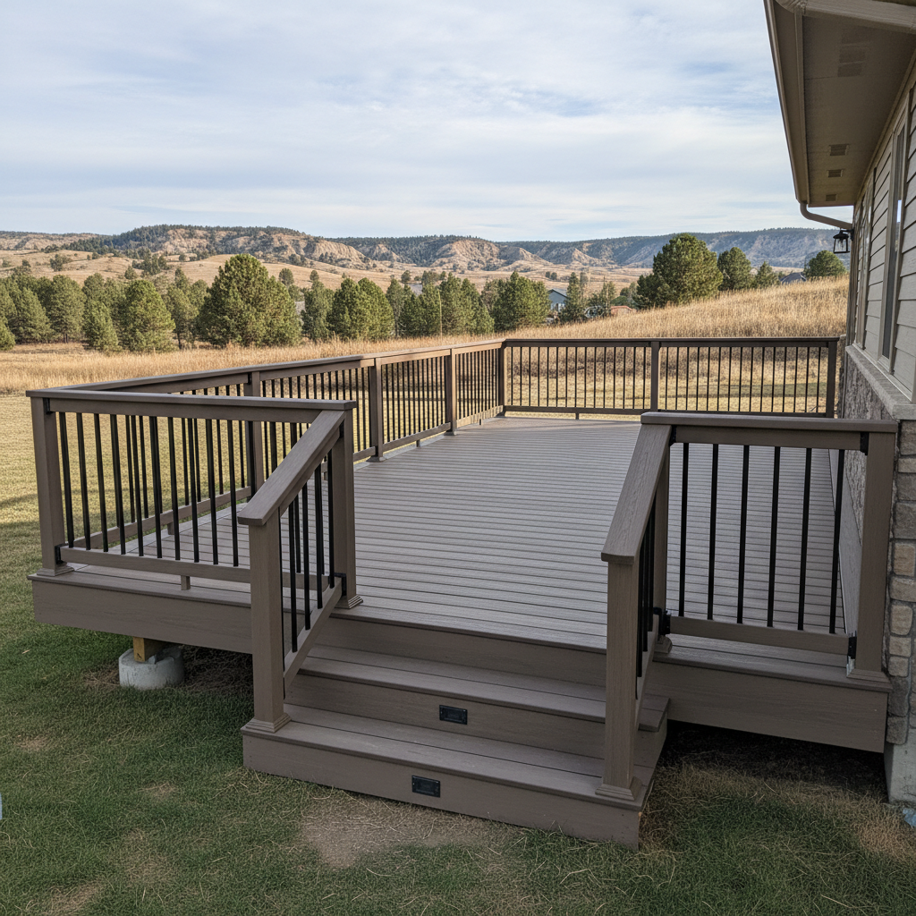 Completed composite decks work at a residential property in Rapid City, SD