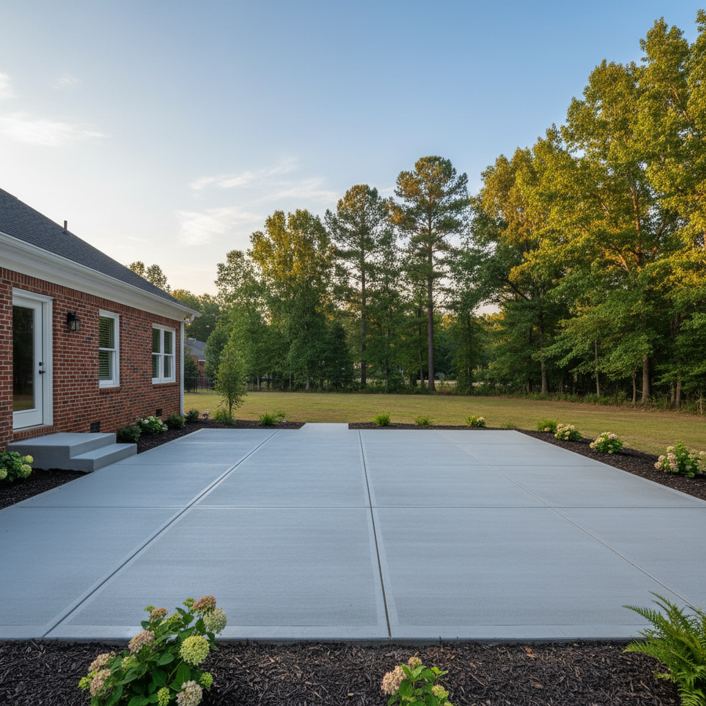 Completed concrete patios work at a residential property in Dothan, AL