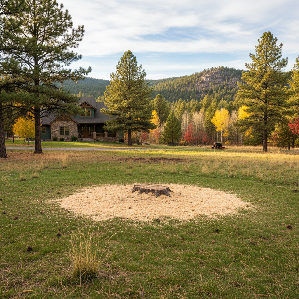 Completed stump grinding & removal work at a residential property in Custer, SD