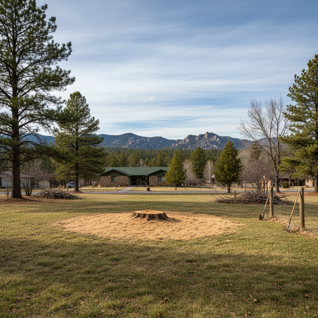 Completed stump grinding & removal work at a residential property in Custer, SD