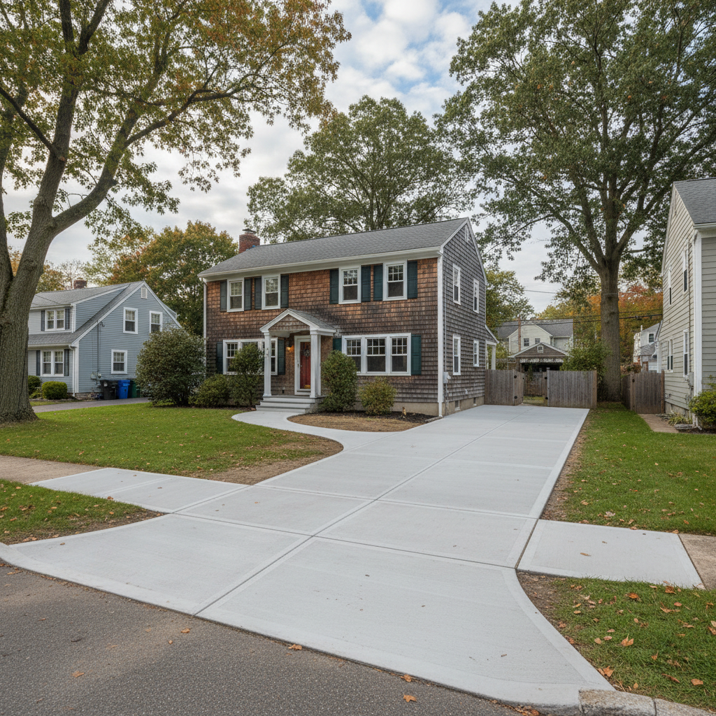 Completed concrete flatwork work at a residential property in Pawtucket, RI