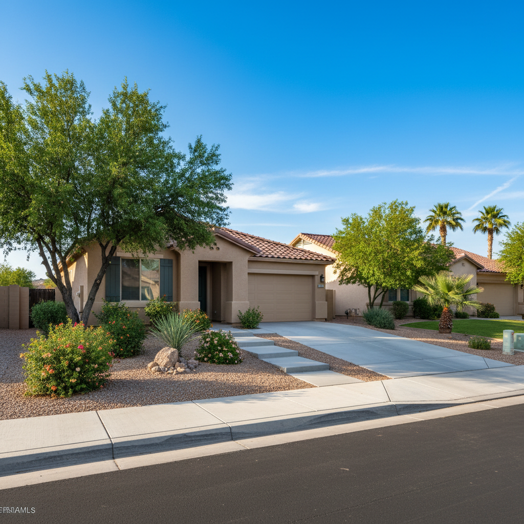 Completed concrete sidewalks work at a residential property in Avondale, AZ