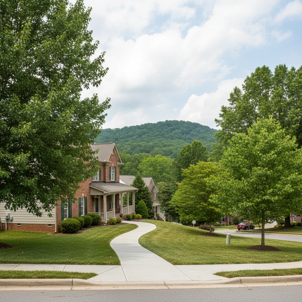 Completed concrete sidewalks work at a residential property in Maryville, TN