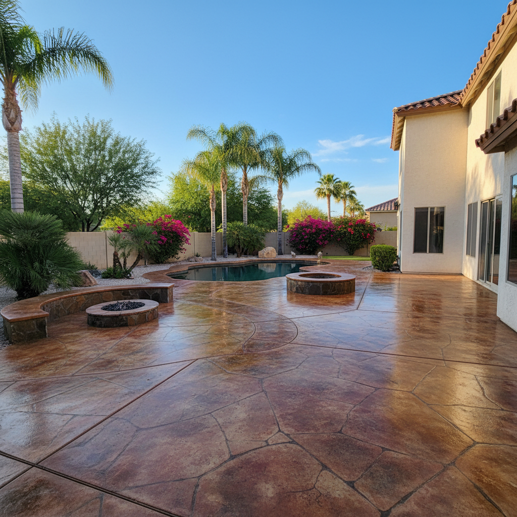 Completed concrete staining work at a residential property in Avondale, AZ