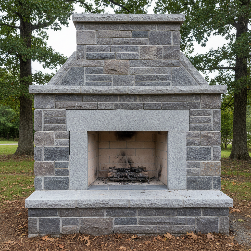 Completed fireplace construction work at a residential property in North Kingstown, RI