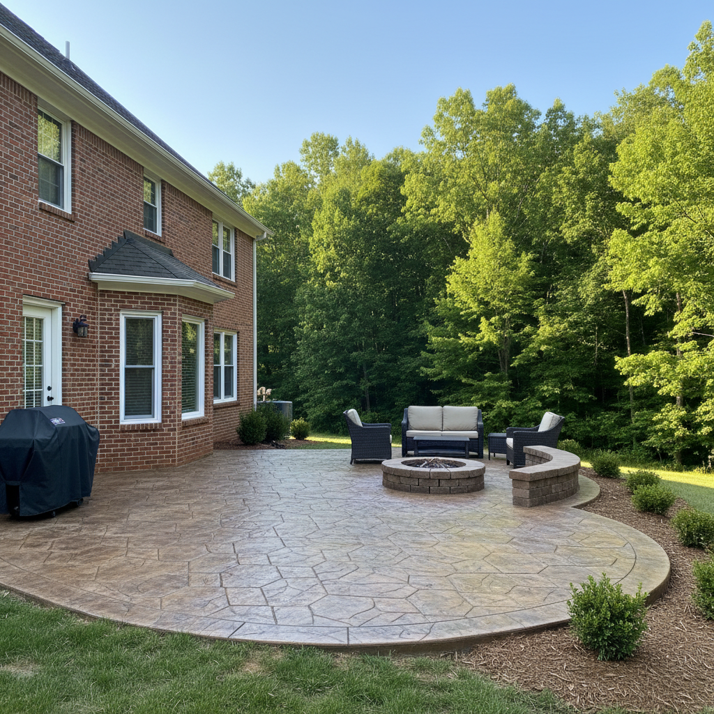 Completed stamped concrete work at a residential property in Kingsport, TN
