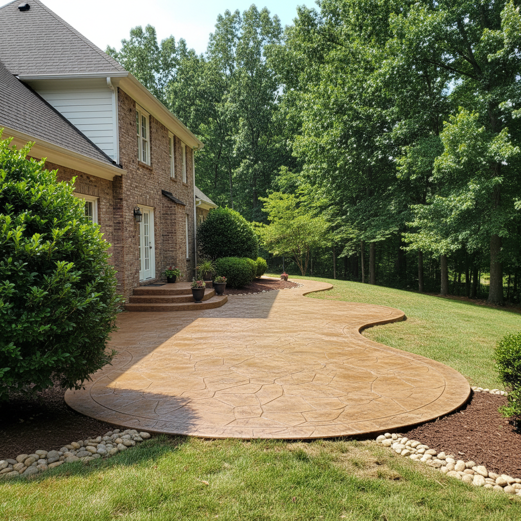 Completed stamped concrete work at a residential property in Kingsport, TN