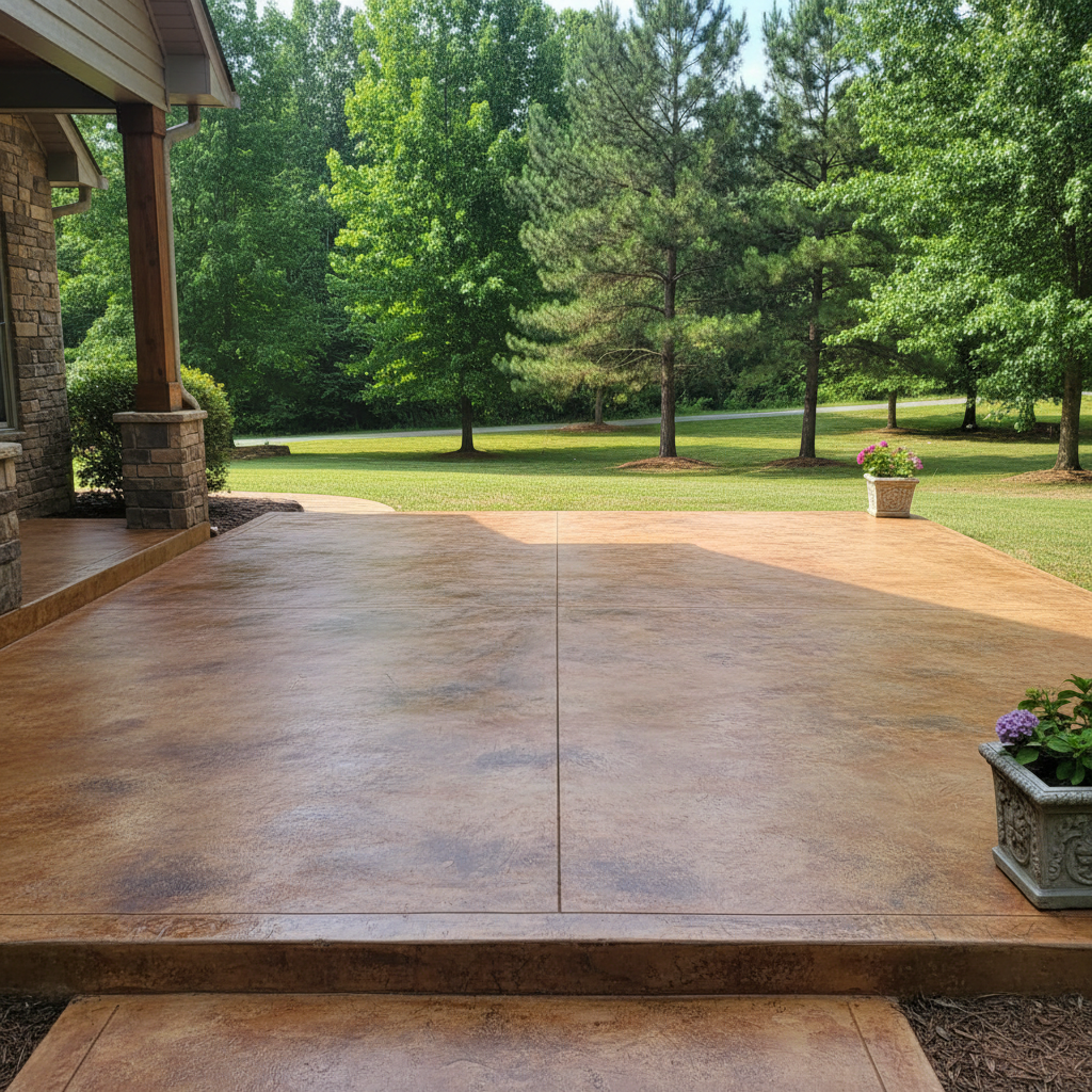 Completed concrete staining work at a residential property in Sevierville, TN