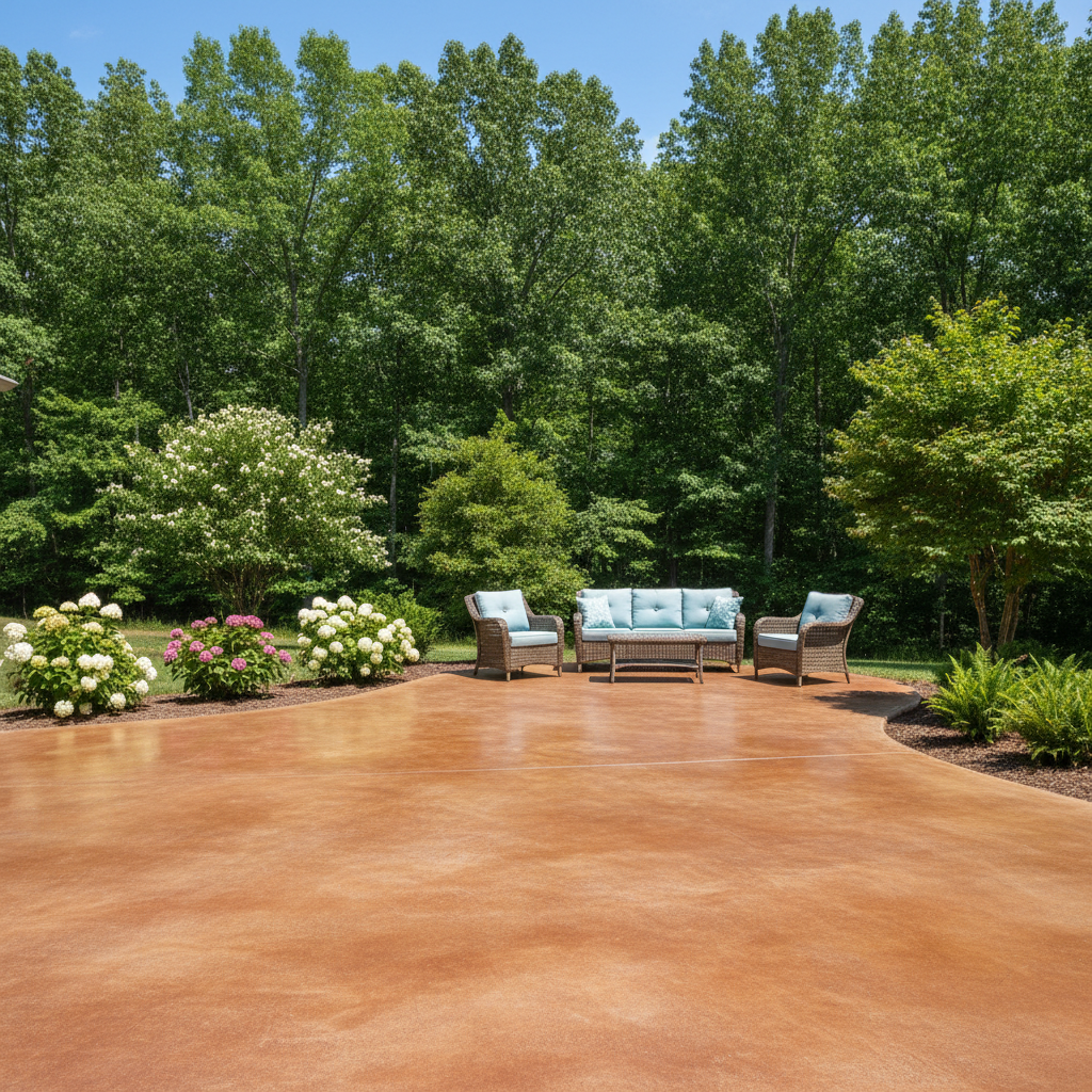 Completed concrete staining work at a residential property in Sevierville, TN