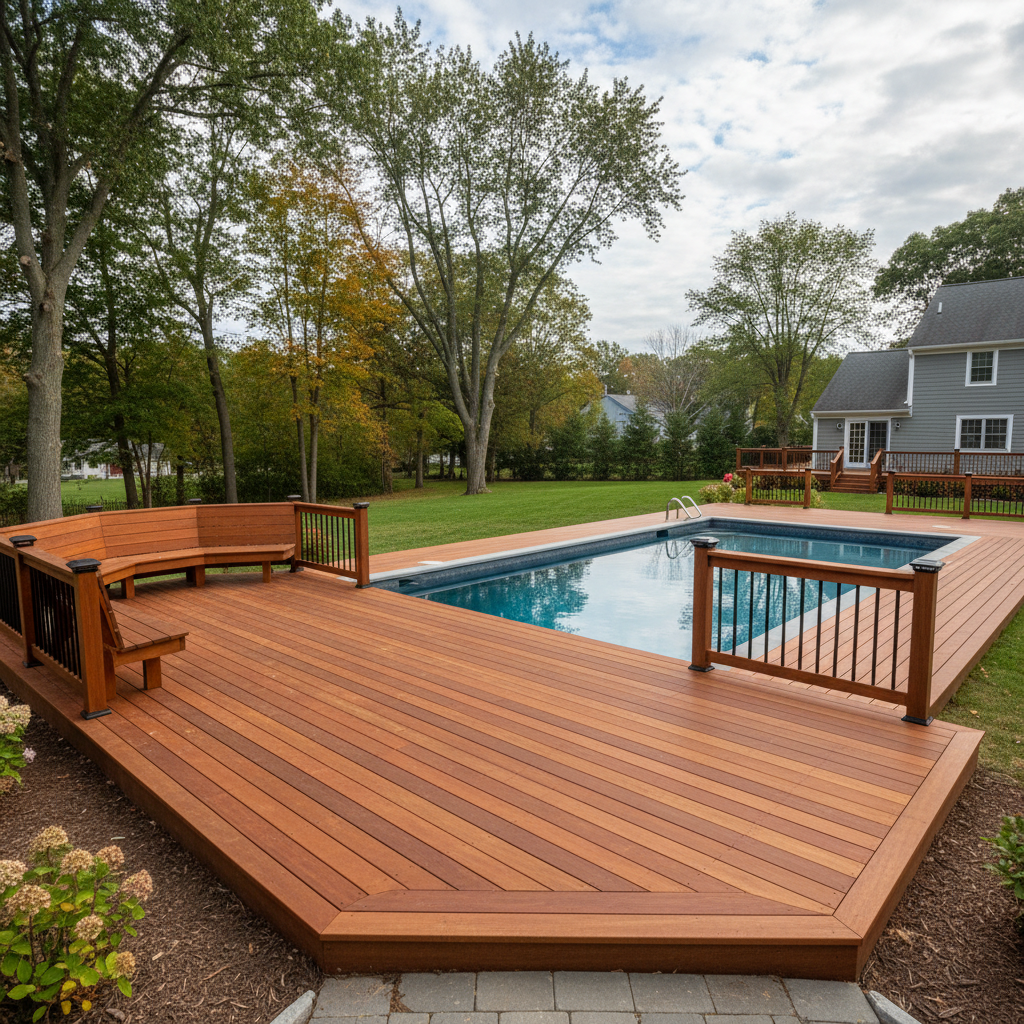 Completed pool decks work at a residential property in Pawtucket, RI