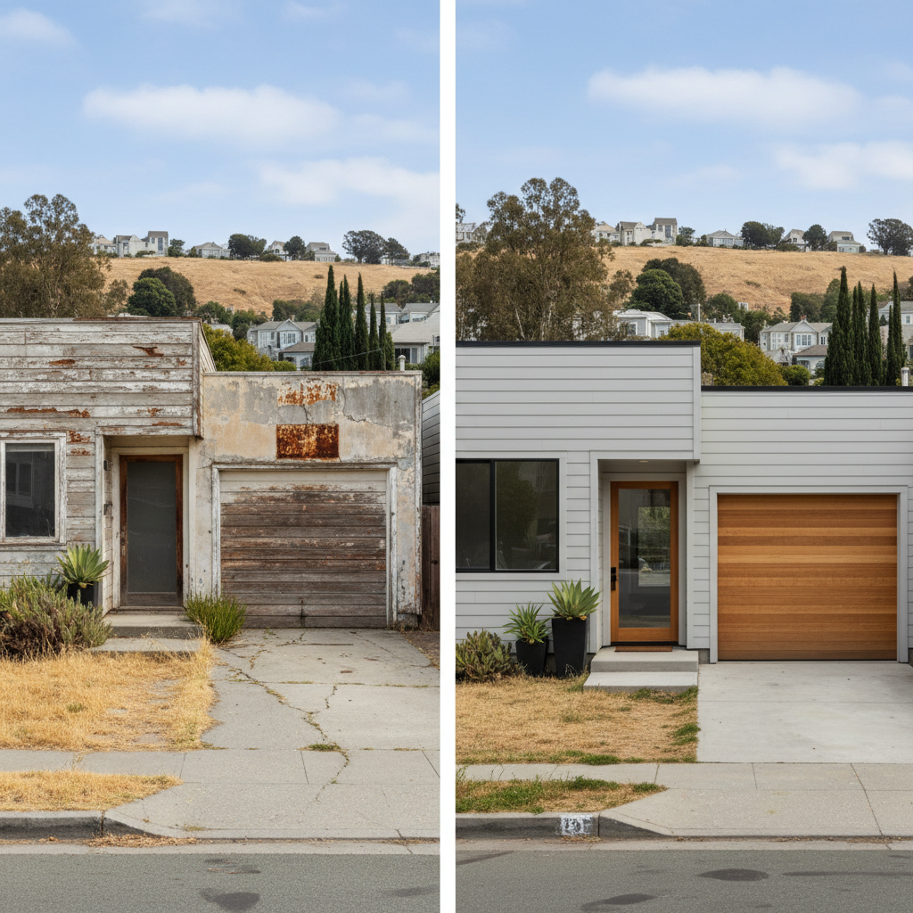 Completed garage conversion work at a residential property in San Francisco, CA