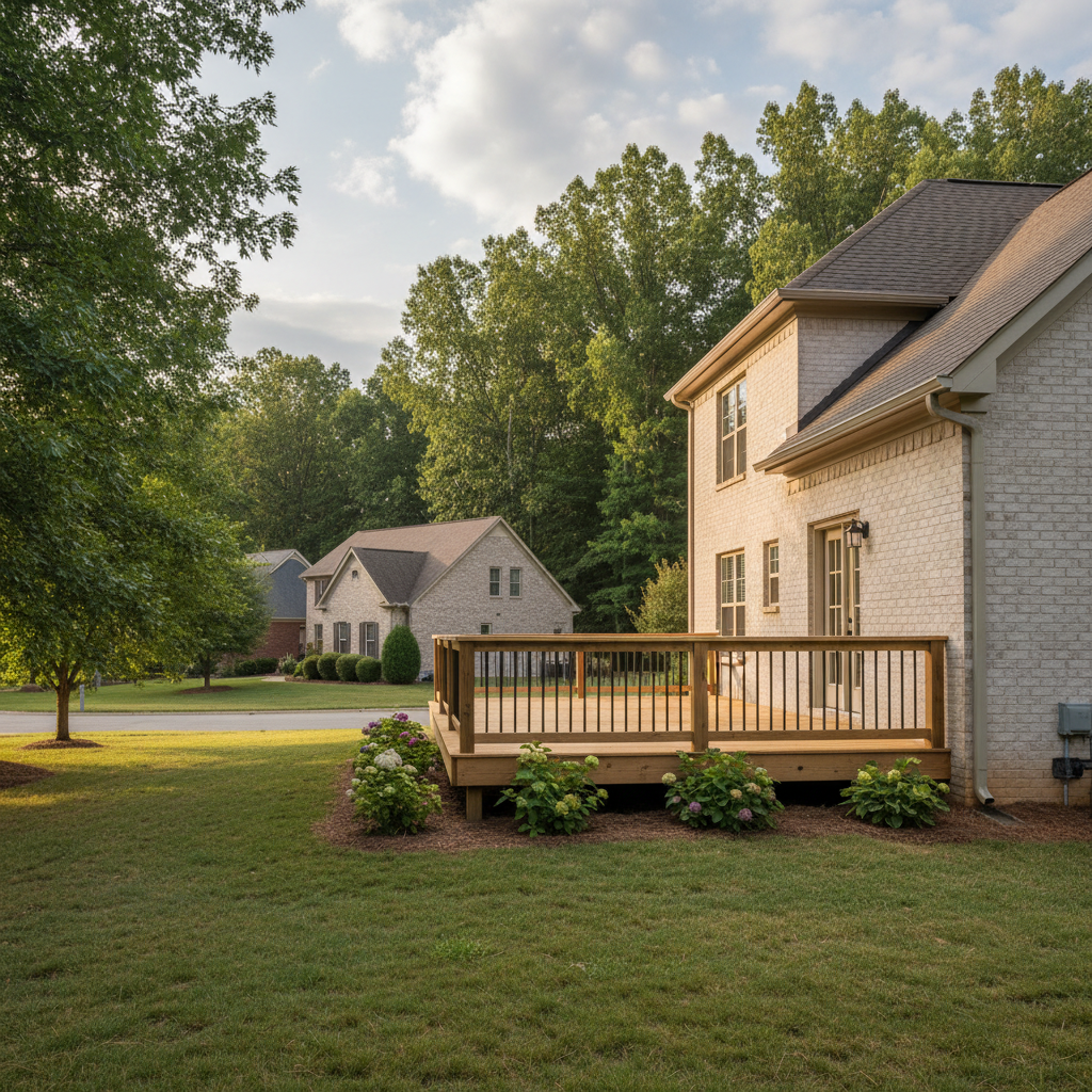 Completed deck railing installation work at a residential property in Loudon, TN