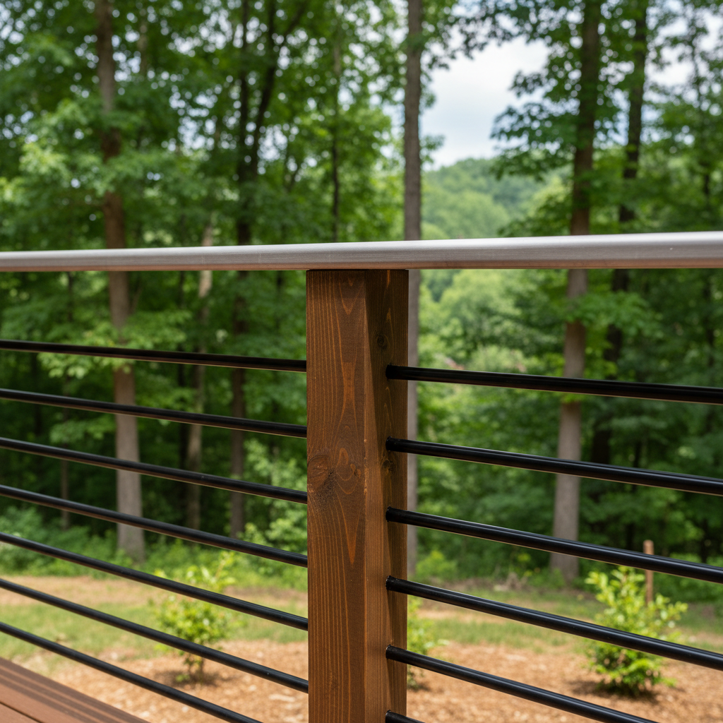Completed deck railing installation work at a residential property in Loudon, TN