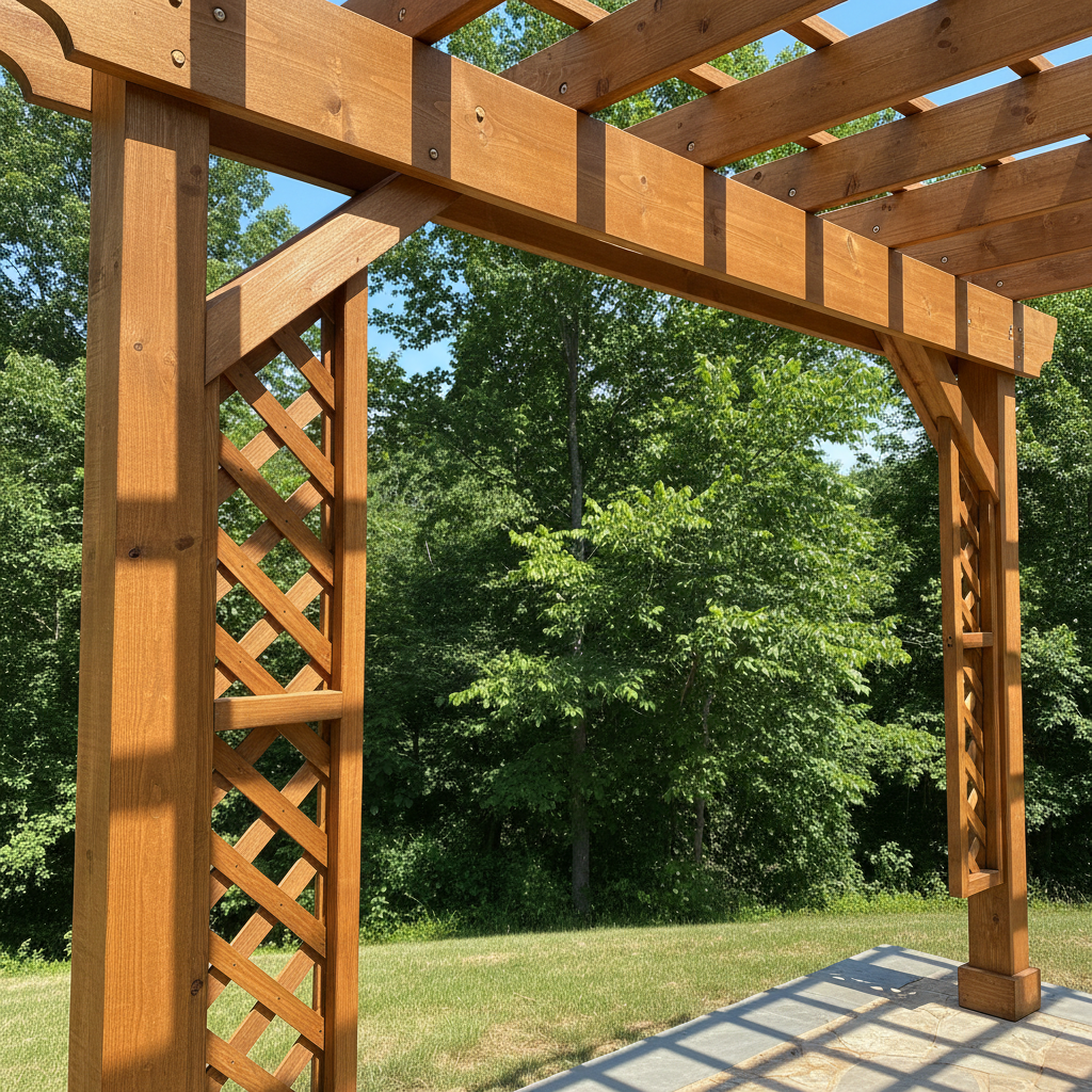 Completed pergola construction work at a residential property in Lenoir City, TN