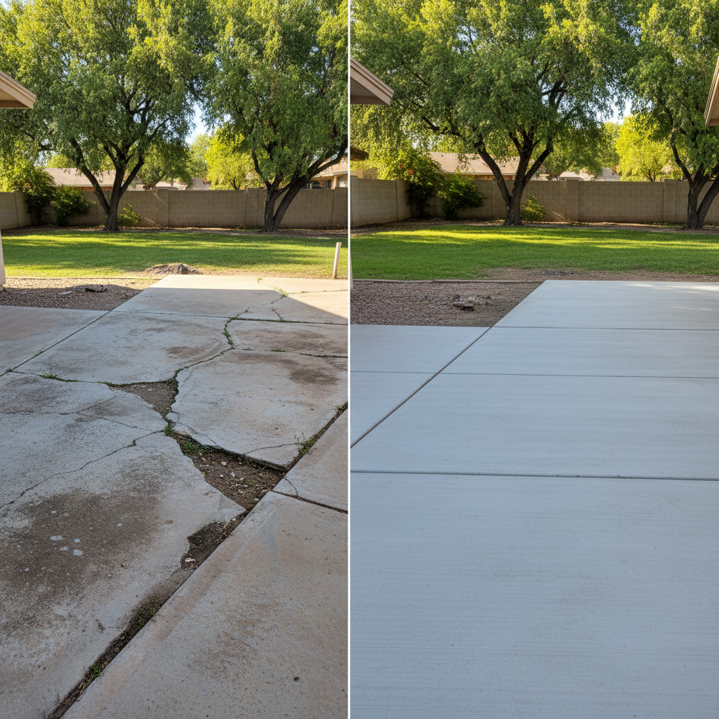 Completed concrete flatwork work at a residential property in Coolidge, AZ