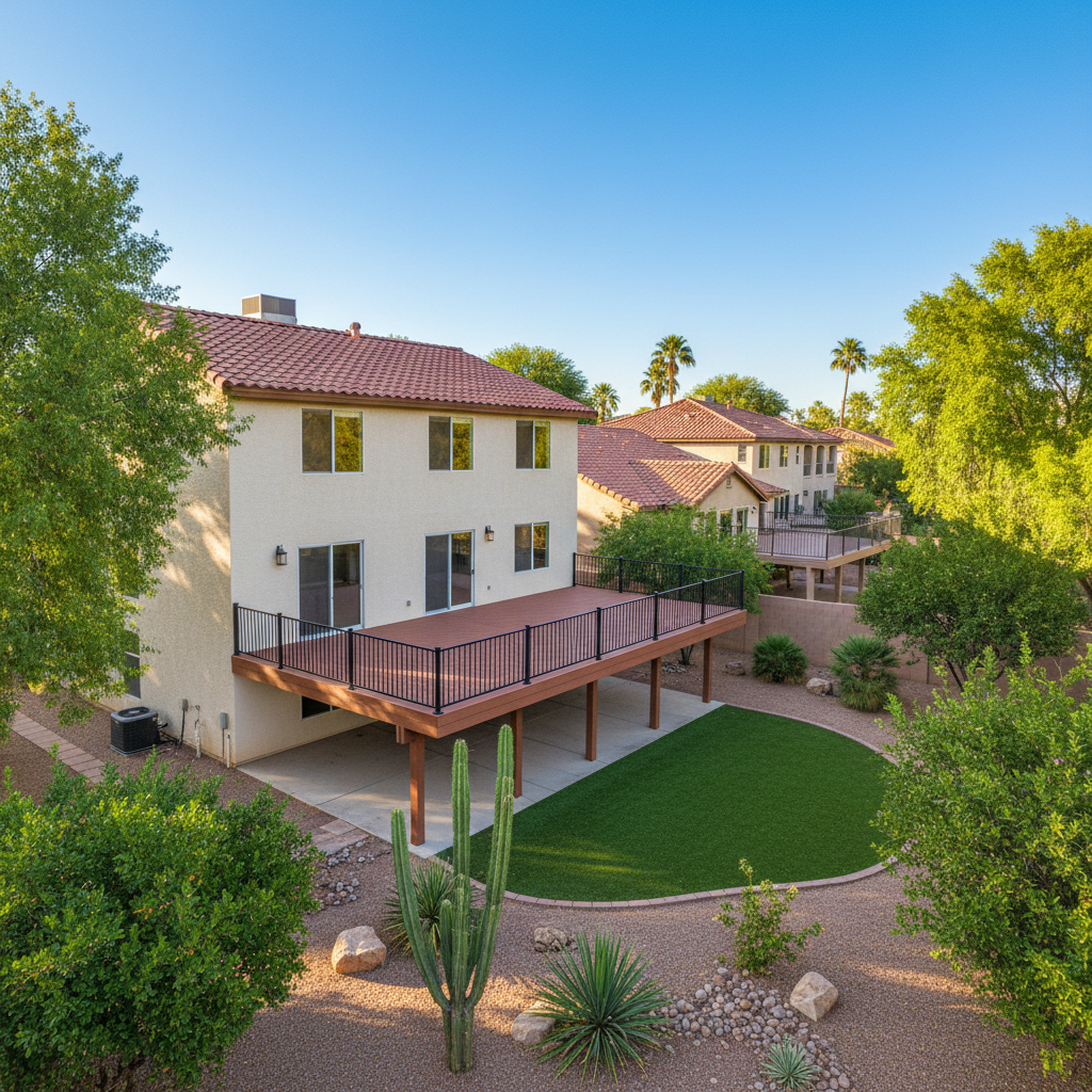 Completed composite decks work at a residential property in Phoenix, AZ