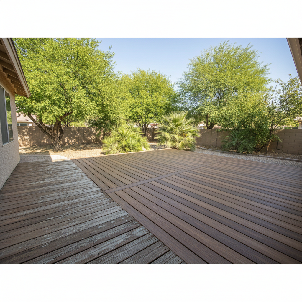 Completed composite decks work at a residential property in Queen Creek, AZ