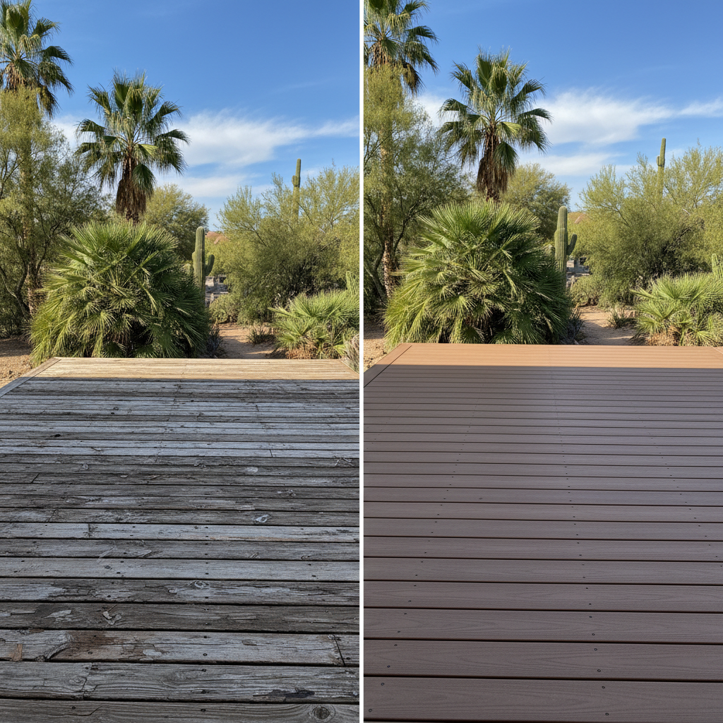 Completed composite decks work at a residential property in Scottsdale, AZ