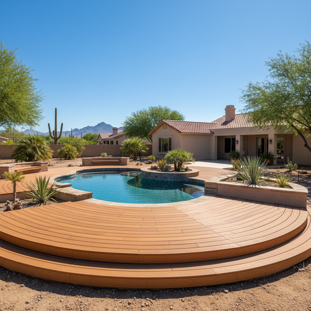 Completed pool decks work at a residential property in Scottsdale, AZ