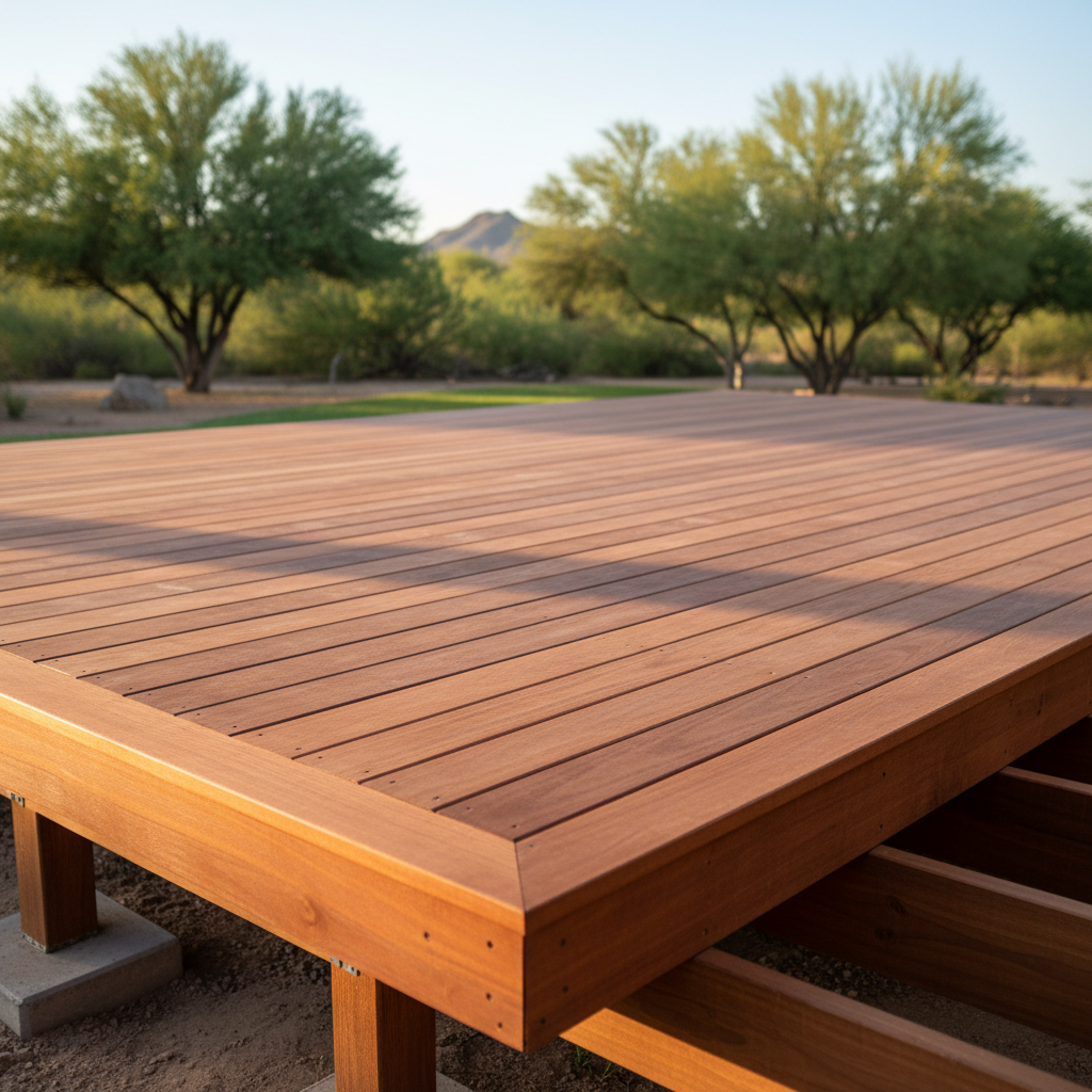 Completed deck construction work at a residential property in El Mirage, AZ