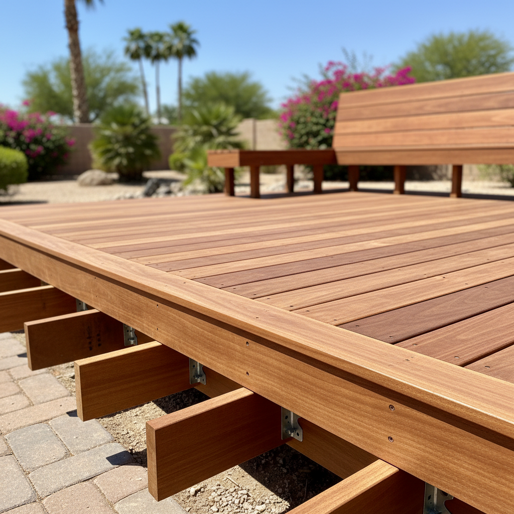 Completed deck construction work at a residential property in Glendale, AZ