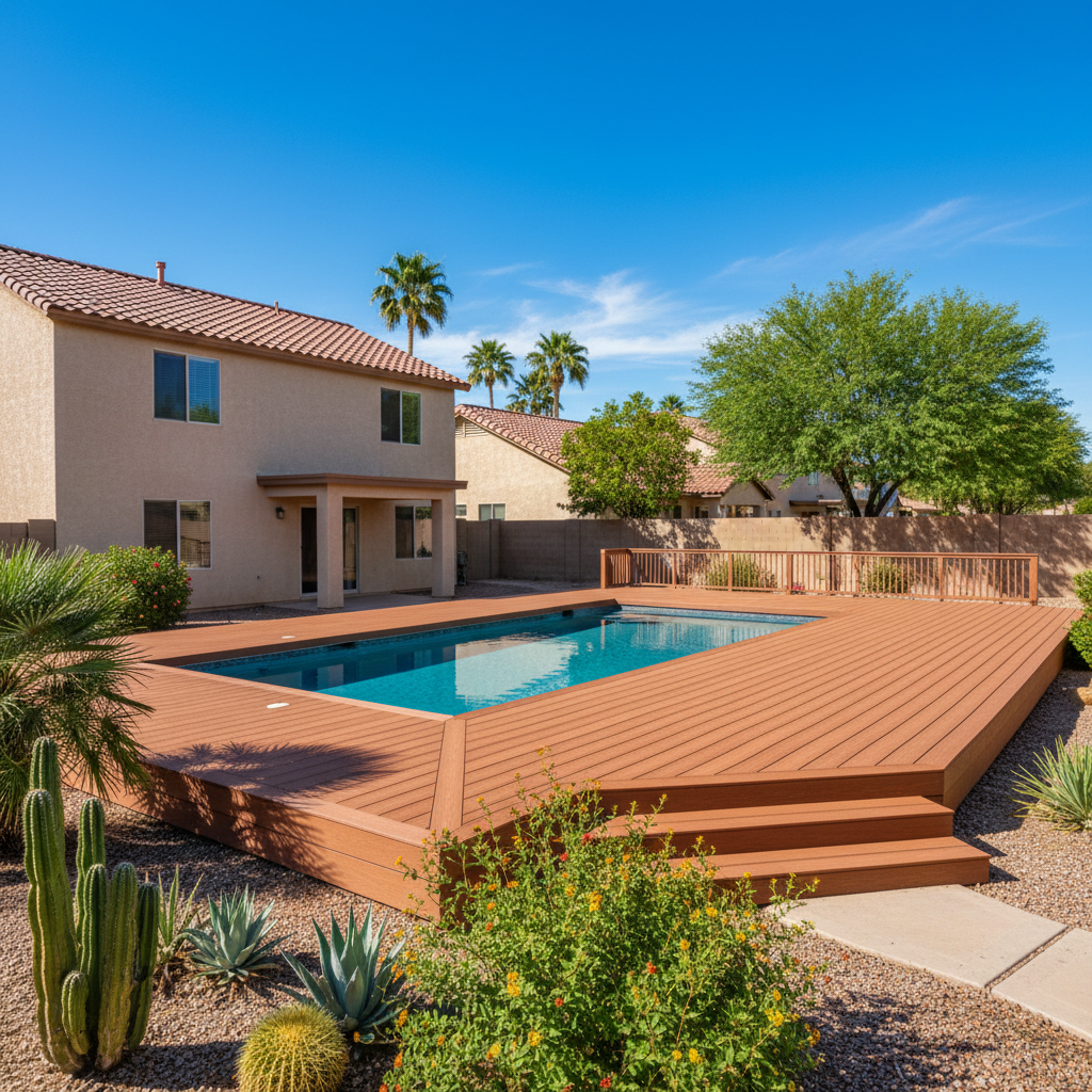 Completed pool decks work at a residential property in El Mirage, AZ
