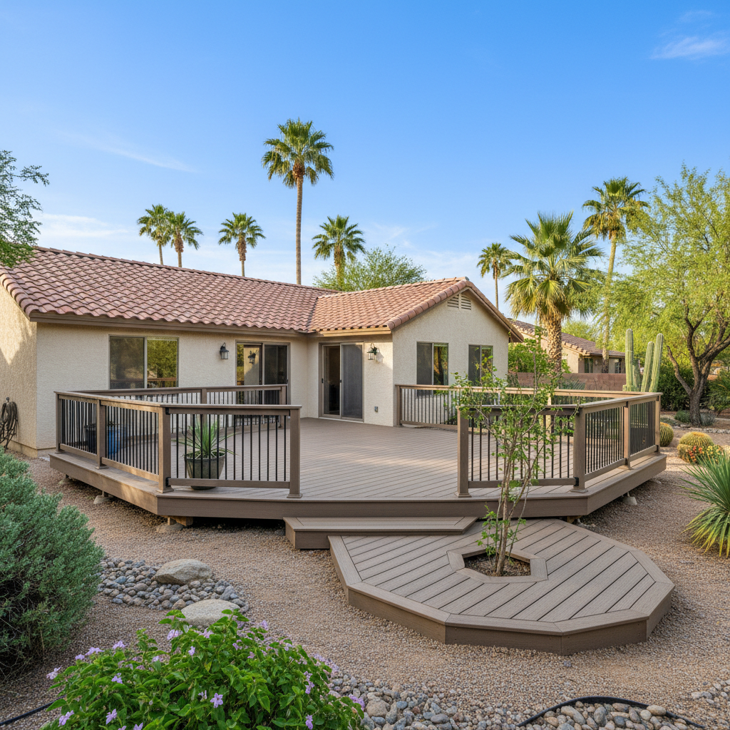 Completed trex decks work at a residential property in El Mirage, AZ