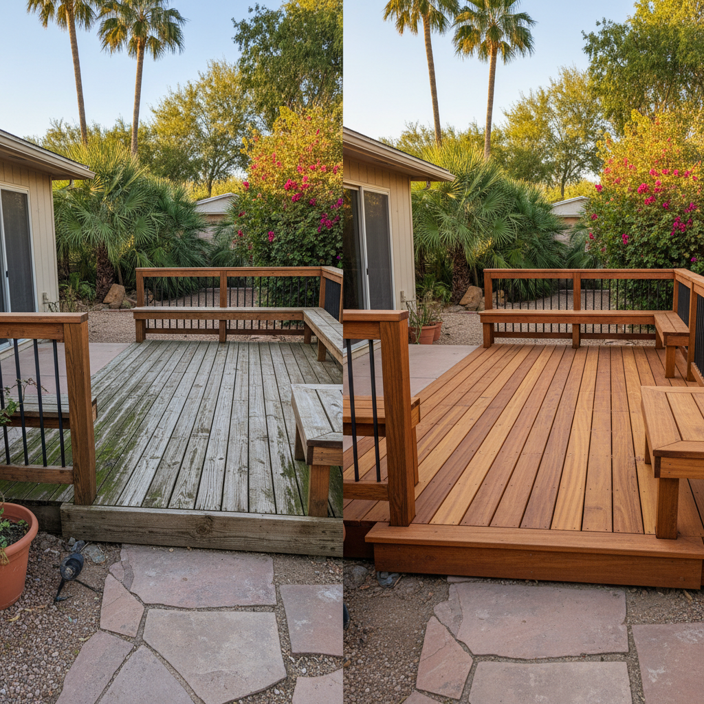 Completed wooden decks work at a residential property in Glendale, AZ