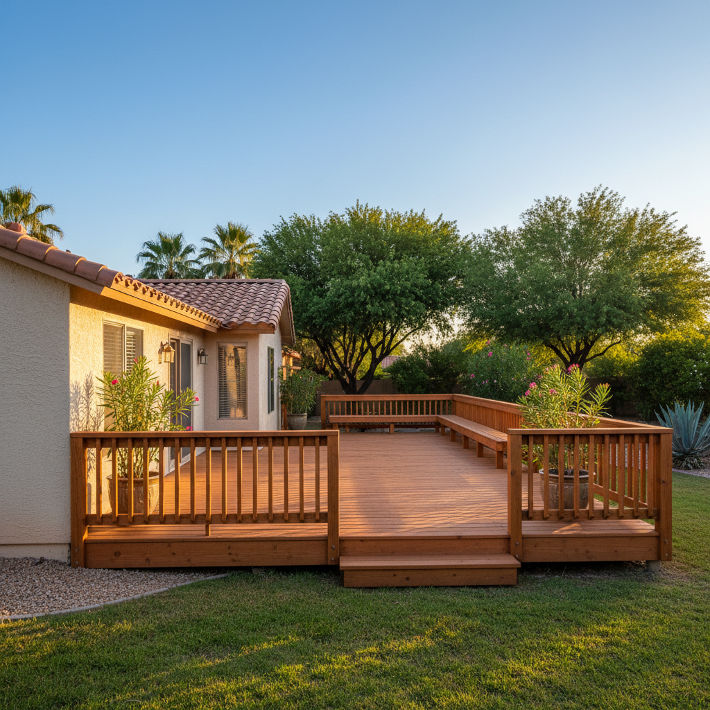Completed wooden decks work at a residential property in Laveen, AZ