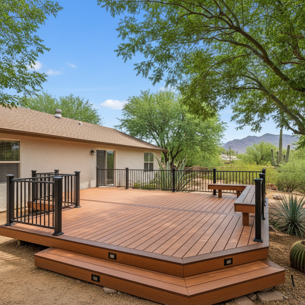 Completed trex decks work at a residential property in Glendale, AZ