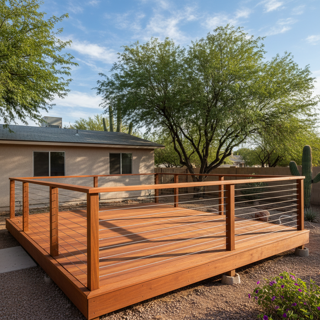Completed deck railing installation work at a residential property in Laveen, AZ