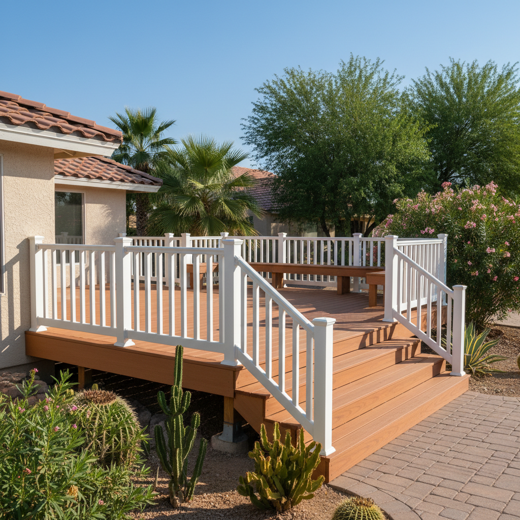 Completed trex decks work at a residential property in Phoenix, AZ