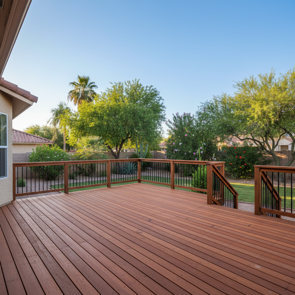 Completed deck railing installation work at a residential property in Phoenix, AZ