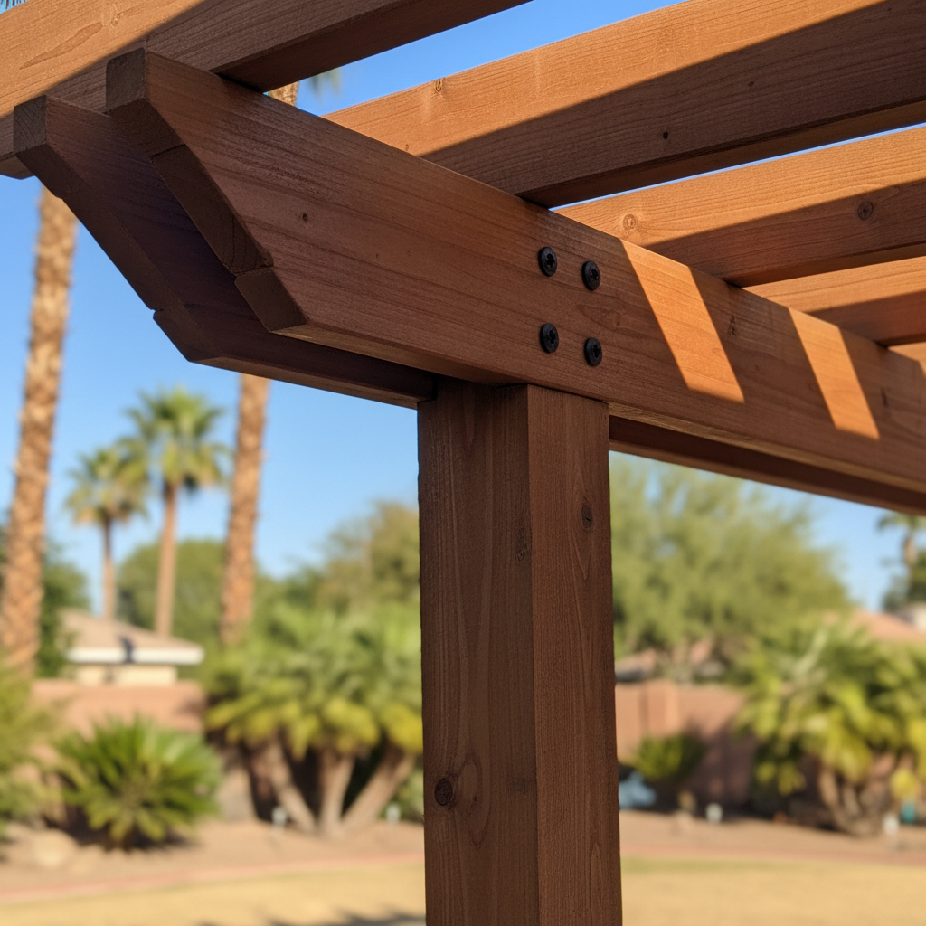 Completed pergola construction work at a residential property in Phoenix, AZ