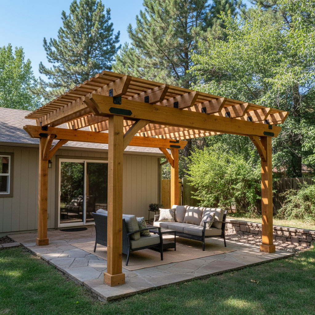 Completed pergola construction work at a residential property in Flagstaff, AZ
