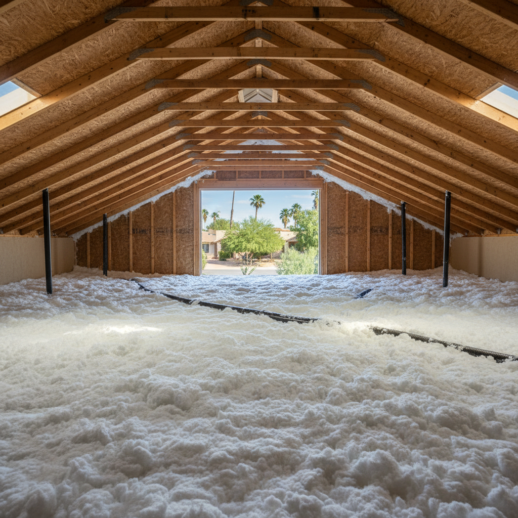 Completed blown-in insulation work at a residential property in Chandler, AZ