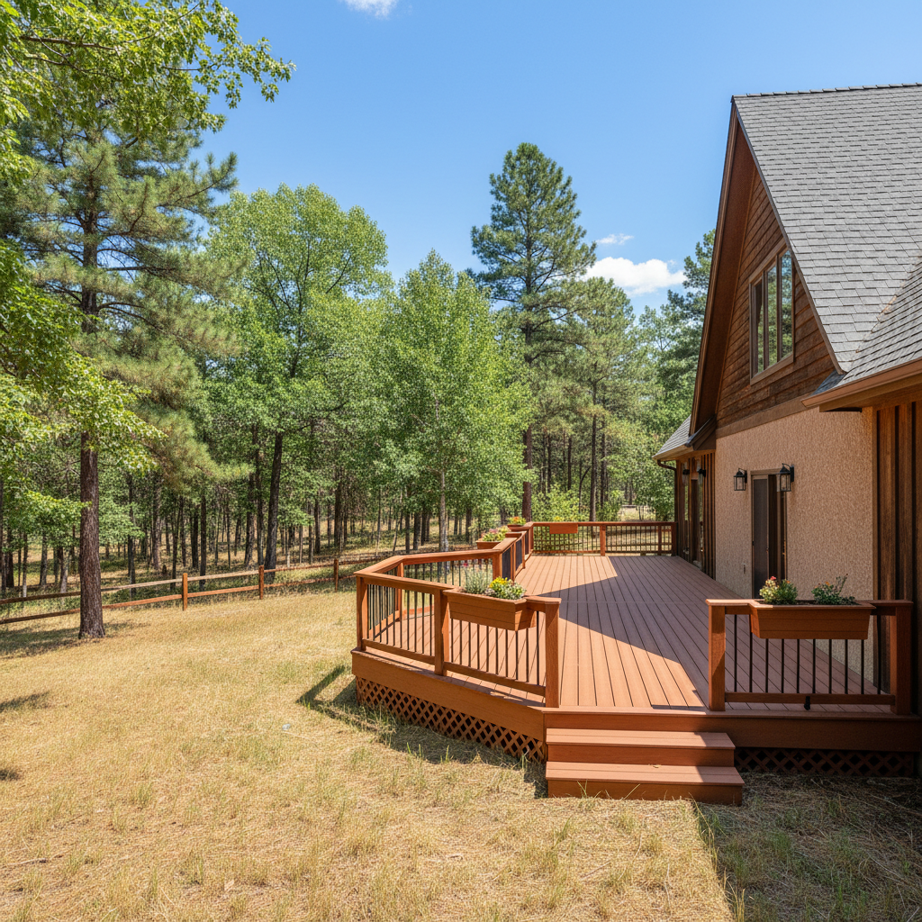 Completed composite decks work at a residential property in Flagstaff, AZ