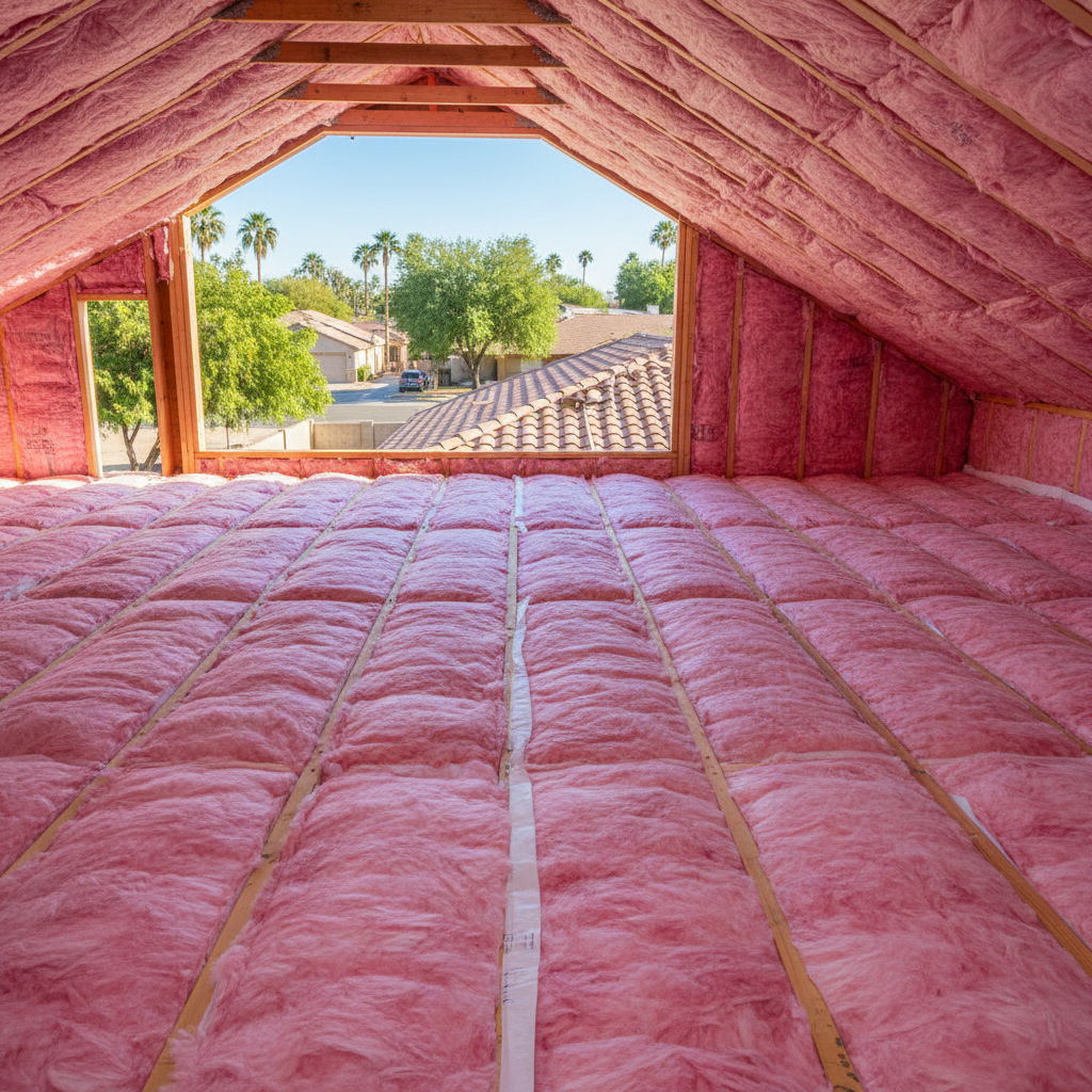 Completed batt insulation installation work at a residential property in Chandler, AZ