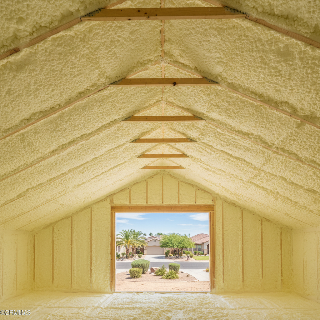 Completed open cell spray foam work at a residential property in Chandler, AZ