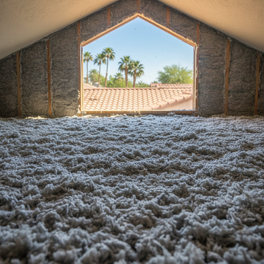 Completed attic insulation work at a residential property in Chandler, AZ