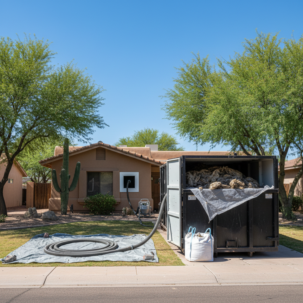 Completed insulation removal work at a residential property in Tucson, AZ