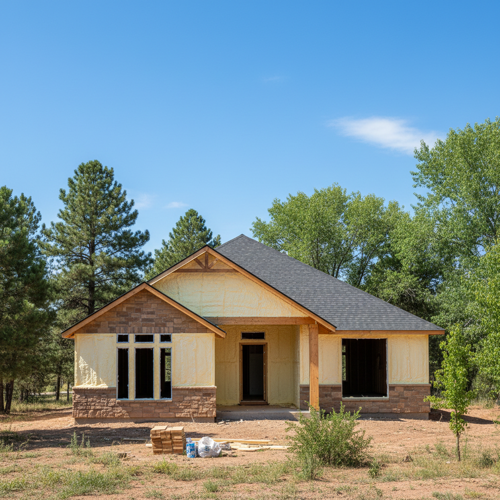 Completed open cell spray foam work at a residential property in Flagstaff, AZ