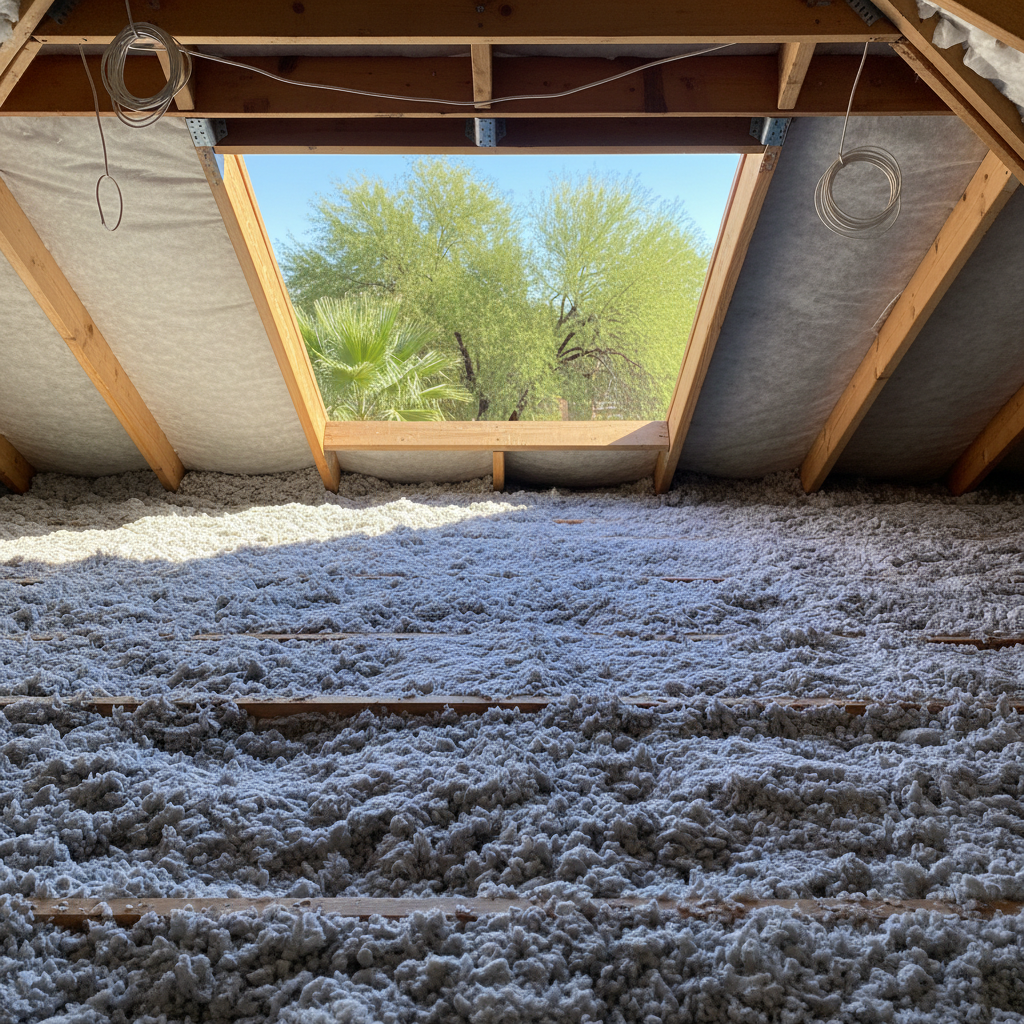 Completed attic insulation work at a residential property in Tucson, AZ