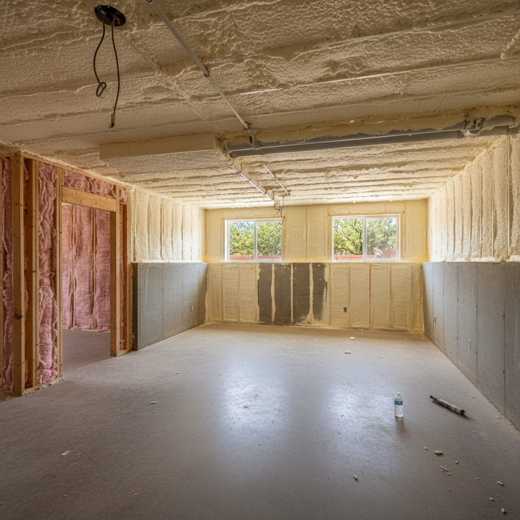 Completed basement insulation work at a residential property in Tucson, AZ