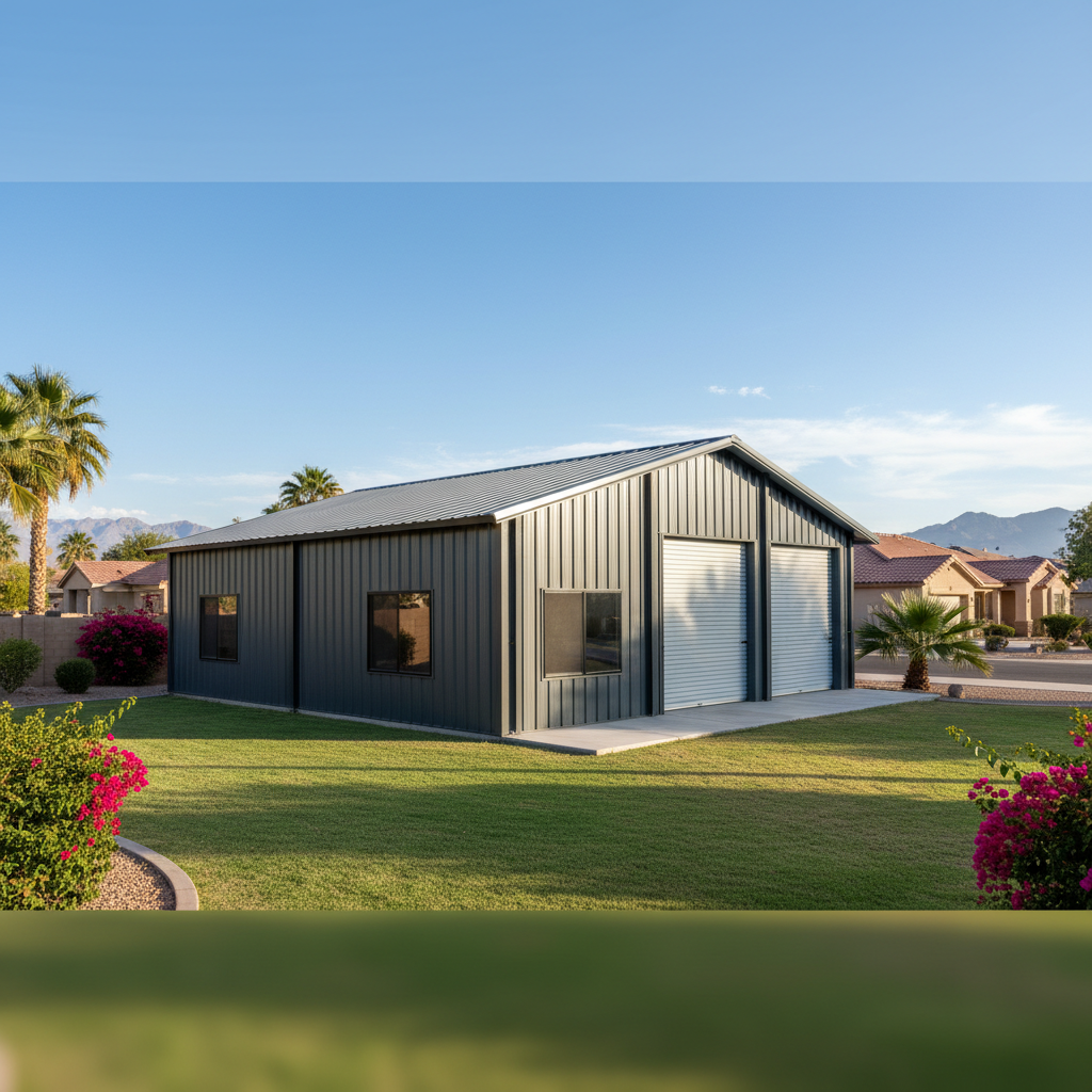 Completed metal building installation work at a residential property in Avondale, AZ