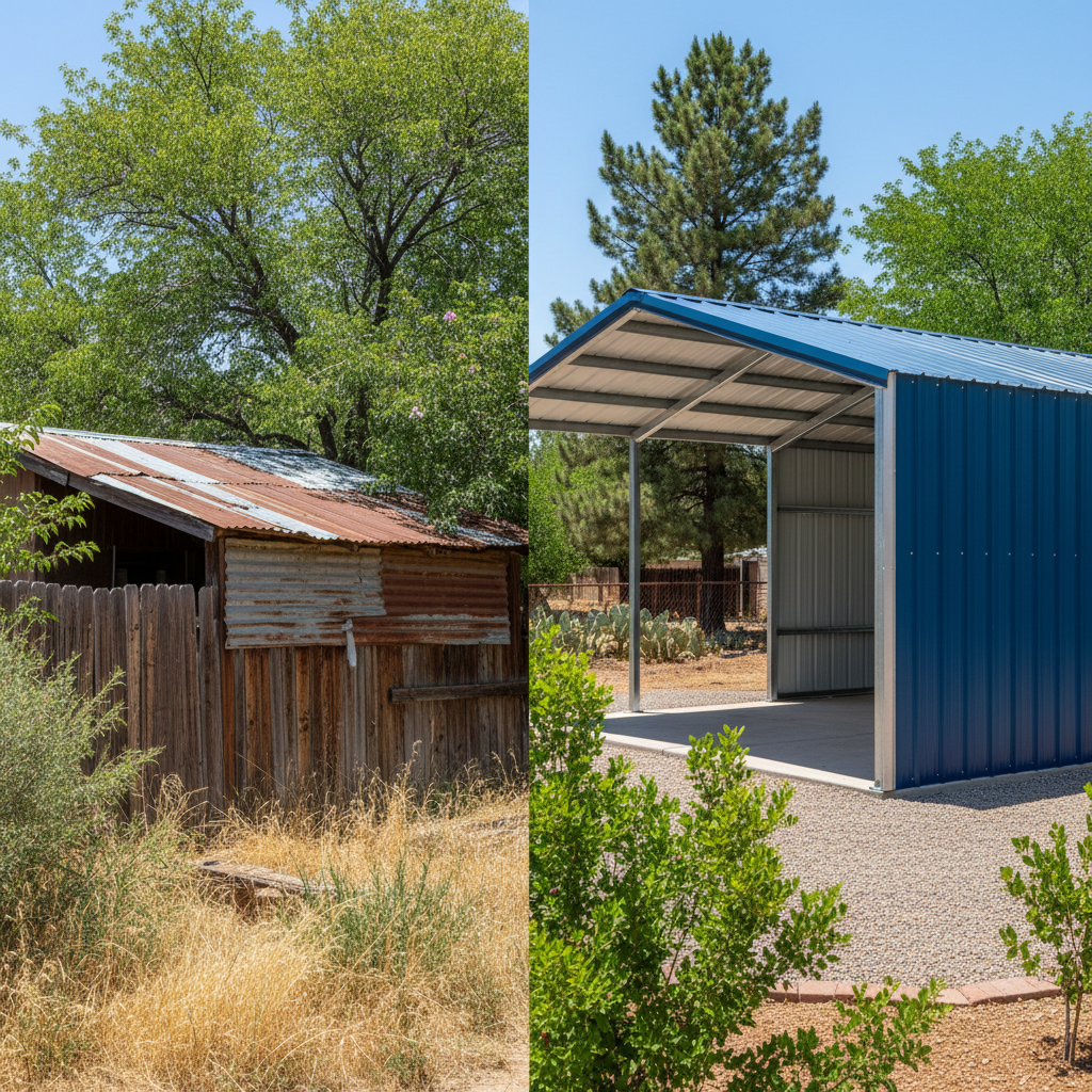 Completed metal post frame construction work at a residential property in Snowflake, AZ