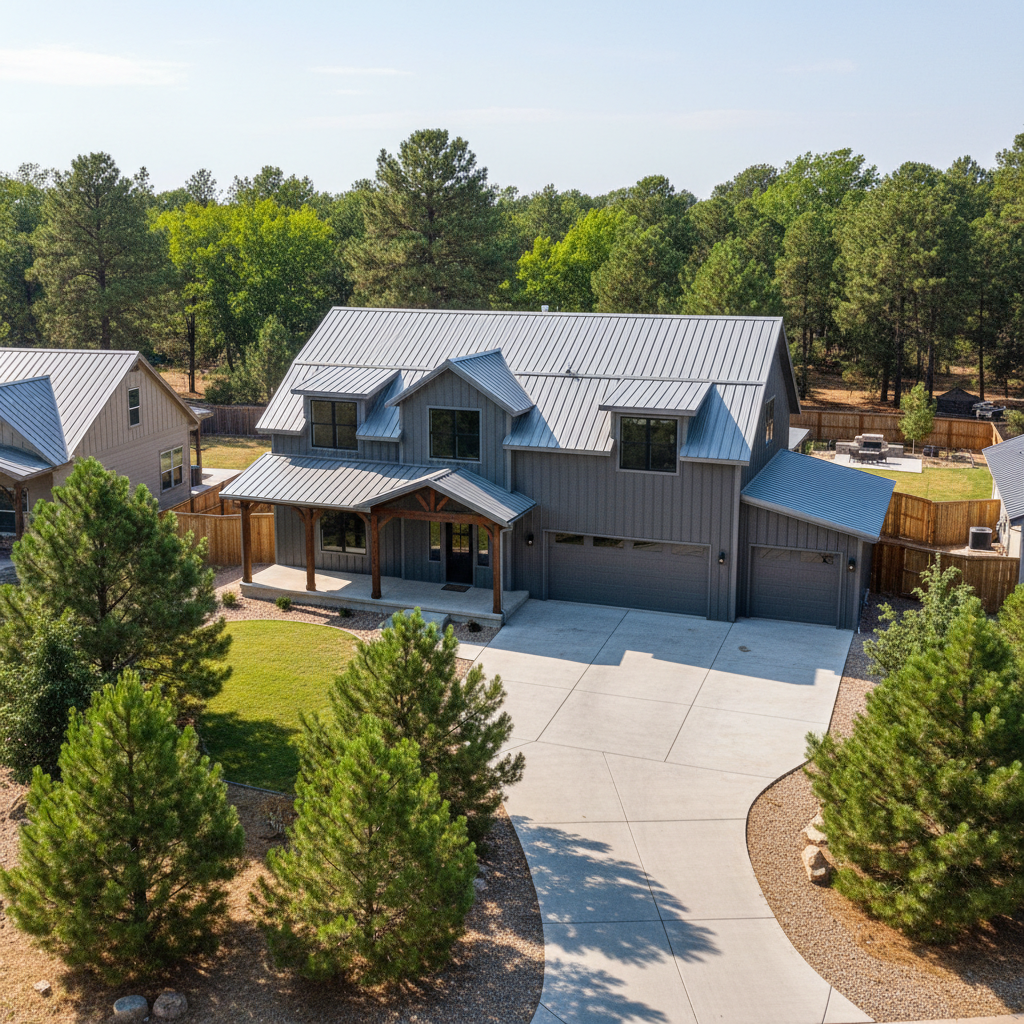 Completed metal barndominiums work at a residential property in Snowflake, AZ